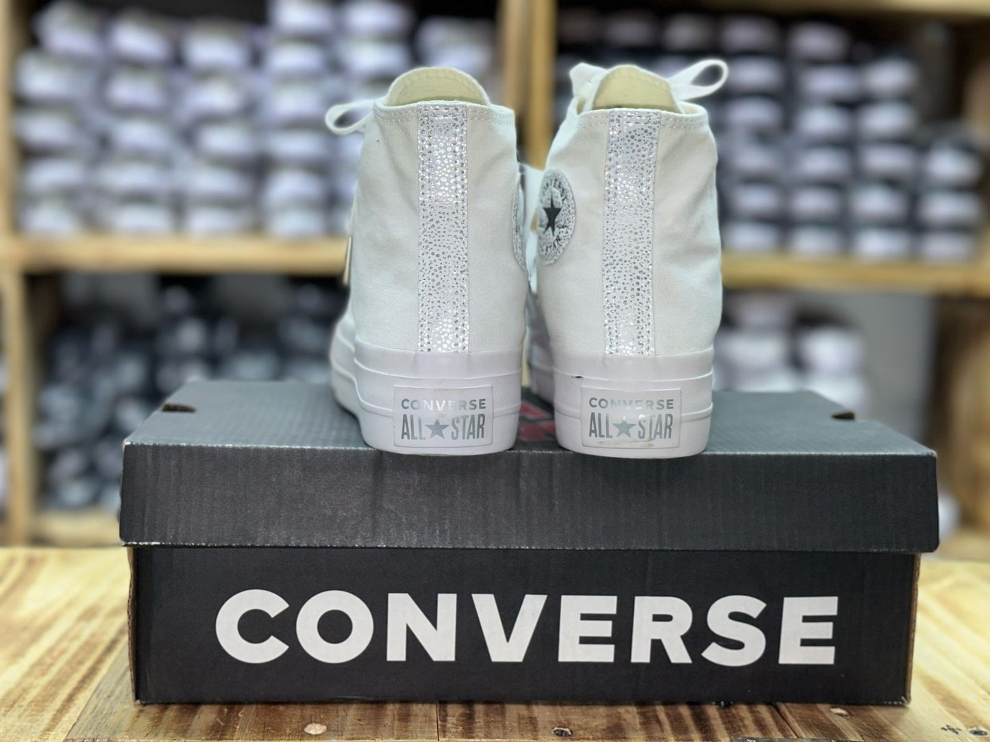 Converse plataforma punta plateada